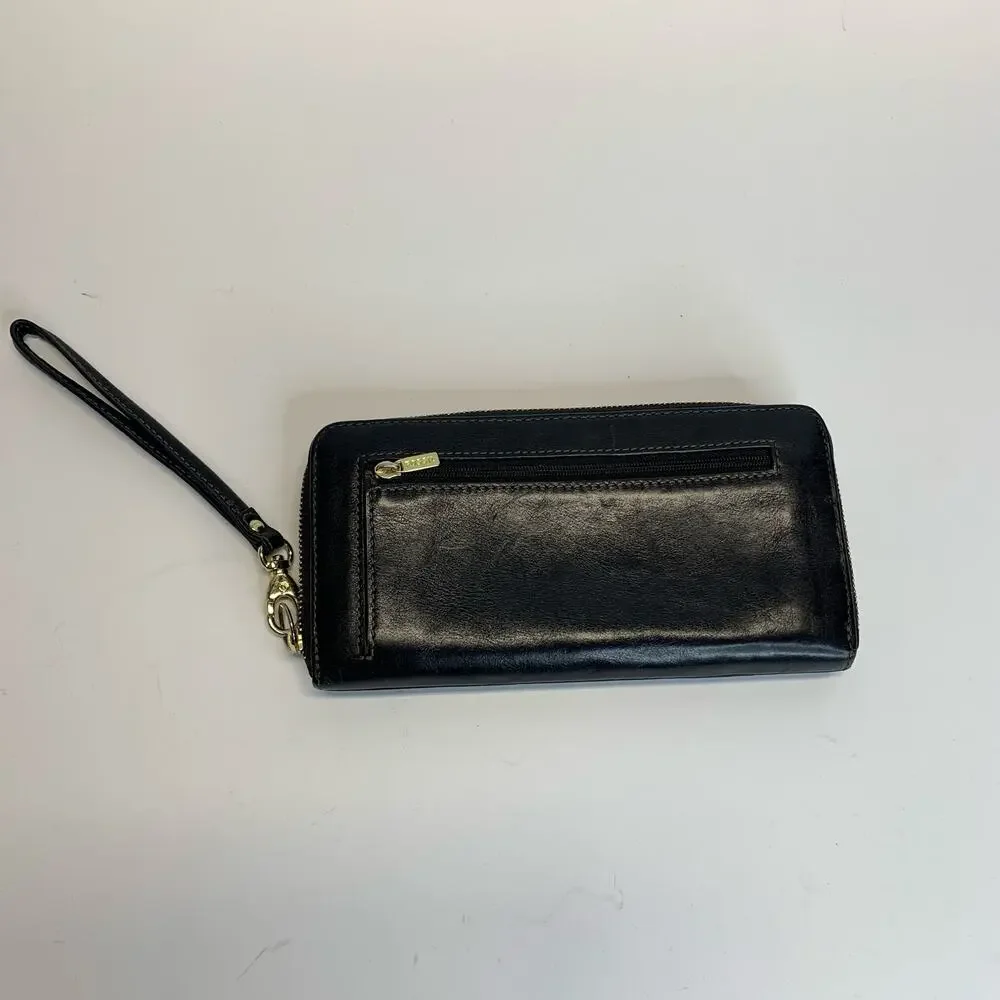 Fossil Black Leather Wristlet Wallet 8 x 4